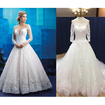 Full Sleeve Illusion Wedding Dress with Lace Edge